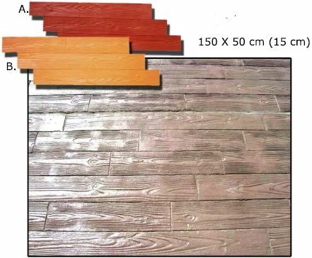 kit béton imprimé 50 m² aspect LAME BOIS 15 cm (faible épaisseur sur dalle existante)